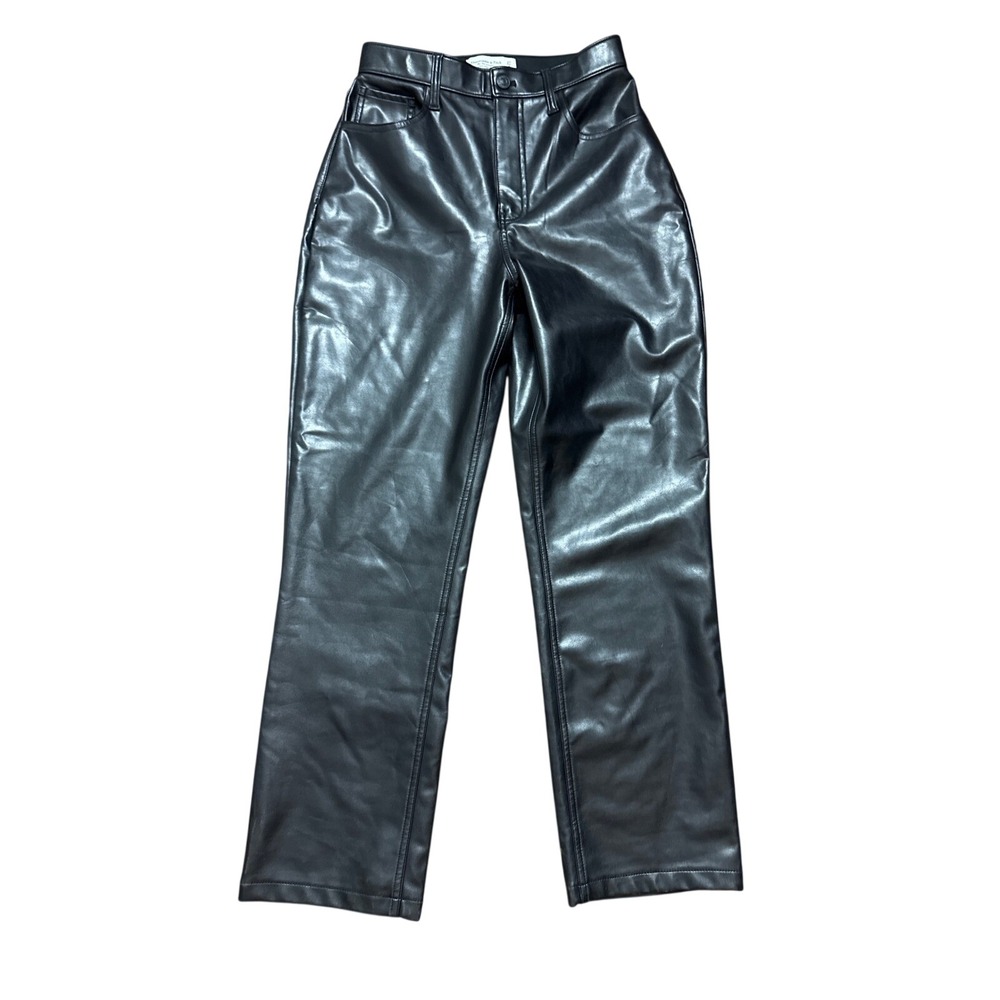Abercrombie & Fitch Faux Leather Pants Womens 27/4S Black Excellent 90s Straight